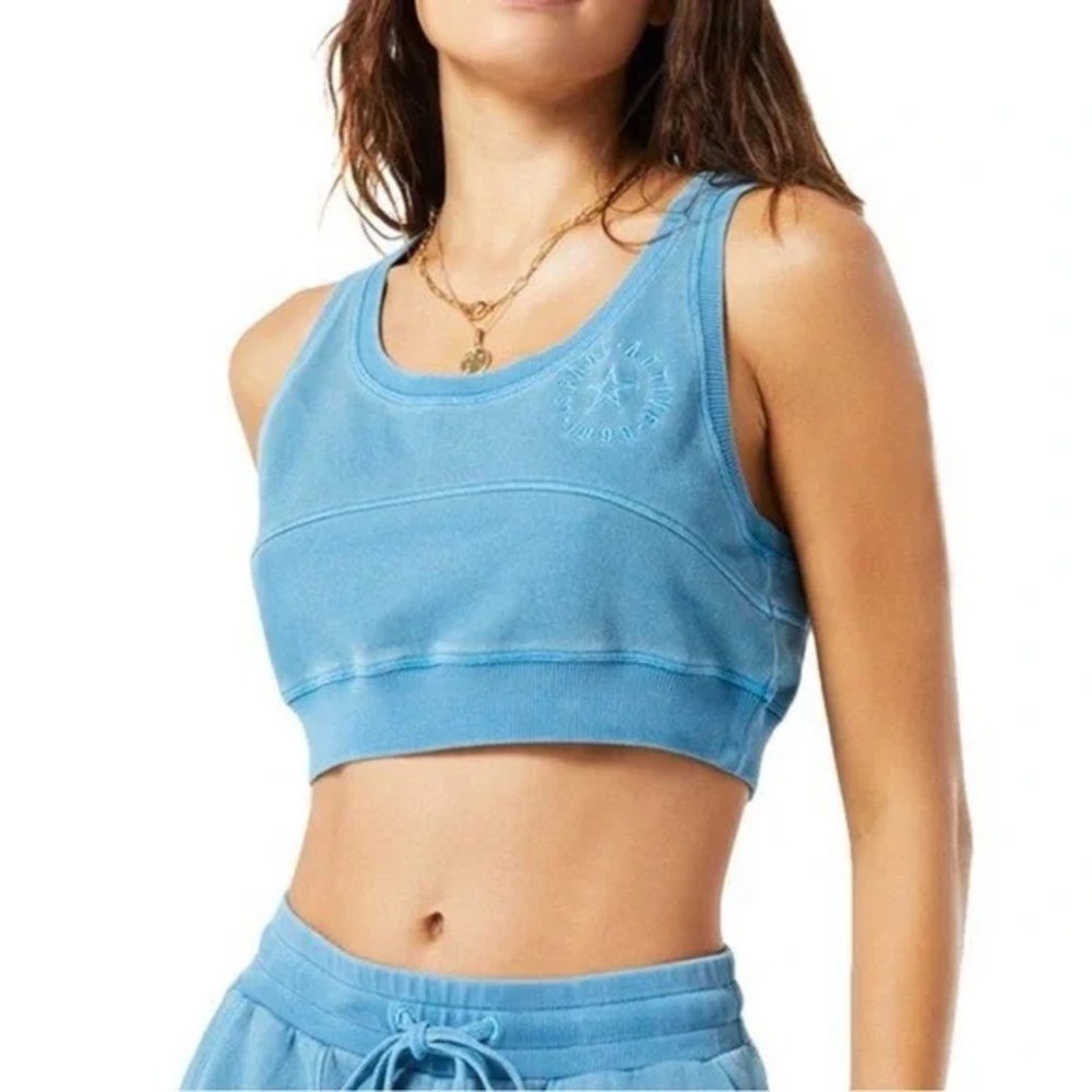 L*Space Active Blue Out Of Bounds Racerback Athletic Sports Bra Crop Top L NWT